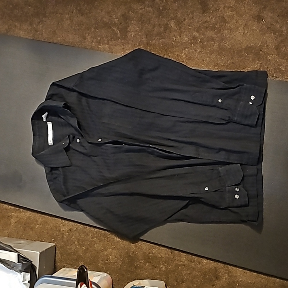 Men's large pattern stripe black long sleeve shirt